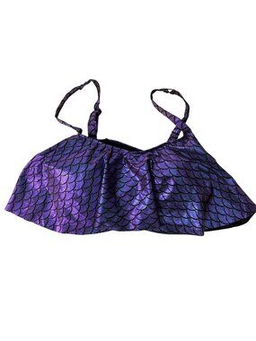 Torrid Purple Iridescent Mermaid Scale Flounce Bikini Top Wireless Sz 0 L/12